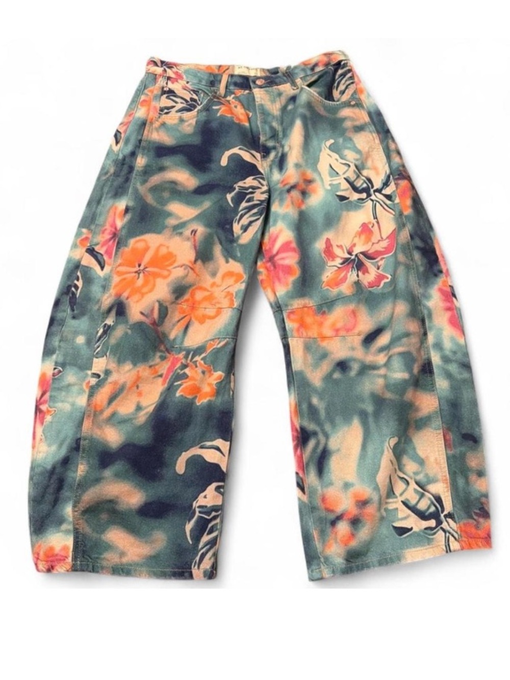 Free People Good Luck Barrel Jeans Pool Floral NWT Size 31 - Picture 3 of 5